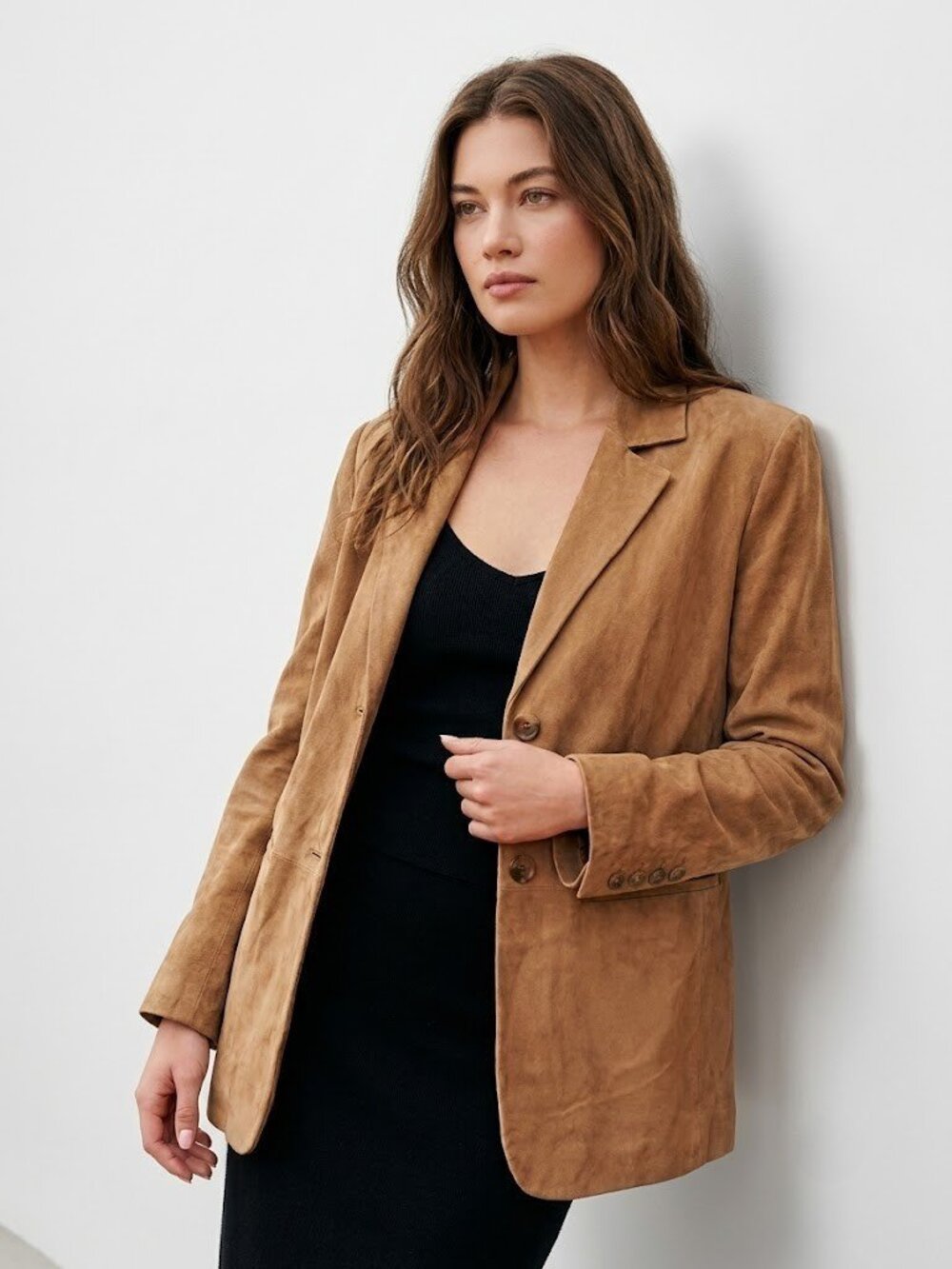 NWT Reformation x VEDA Leon in Pecan Suede Oversized Leather Blazer Jacket S